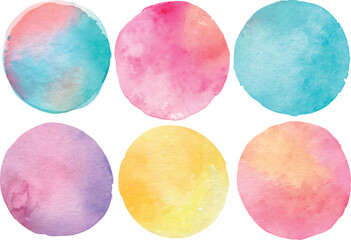 Watercolor Pastel Circles – Hand Painted Abstract Round Shapes in Bright Colors