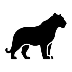 Fototapeta premium Vector silhouette of a striking black silhouette of a panther standing majestically isolated on a white background