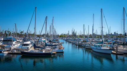 Fototapeta premium Sailboats Docked in Marina