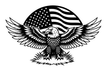 american bald eagle with usa flag vector emblem