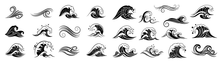 ocean sea waves collection vector graphic elements