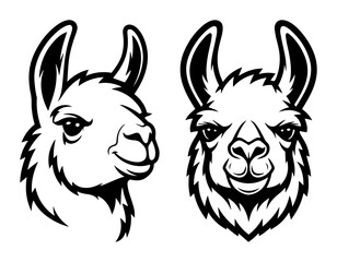 llama head mascot front and side view vector