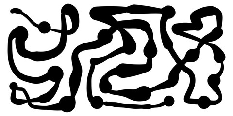 Black Pressure Brush Stroke Background with Abstract Calligraphic Texture