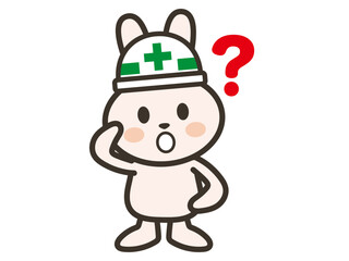 疑問に思う工事現場のうさぎさんのイラスト