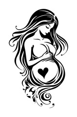 beautiful pregnant woman mother love silhouette vector