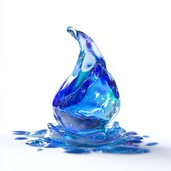 Macro shot of a vibrant blue water droplet pulsating with electric energy, captured in ultra HD. Shades of neon blue, sapphire, and icy aqua swirl inside, like the heart of a stormy ocean. 