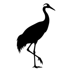 Obraz premium Vector silhouette of elegant crane silhouette isolated on a white background, showcasing its graceful posture