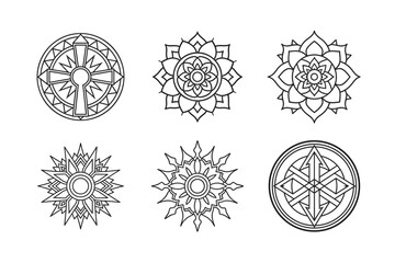 line art of many type mandala bundle on the white background