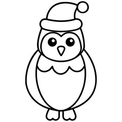 Naklejka premium snowy owl with santa hat on white background