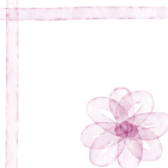 水彩アンティークリボンの背景イラスト　フラワー柄