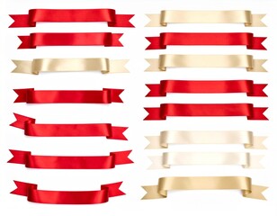 Elegant red beige ribbon banners