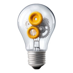 Inspiring creative sme startup idea with gear in lightbulb showing teamwork and innovation for new business
