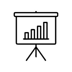 Presenter board with bar graph illustration in simple line style  