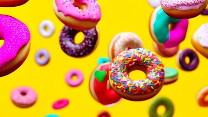 Colorful donuts in the air - Powered by Adobe
