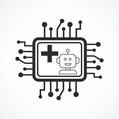 AI Healthcare Icon in white background – Smart Medical Intelligence Technology icon, Abstract Vector sign. Symbol, logo illustration. Vector graphics for Presentation and other