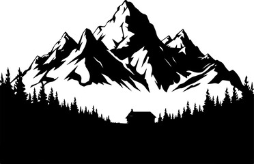Fototapeta premium Sleek Mountain River Logo | Vector Nature Emblem Design
