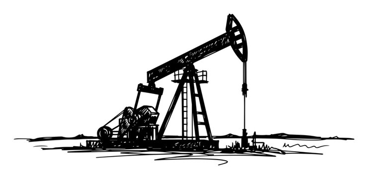 oil pumpjack industry sketch vector illustration