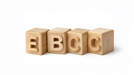 Educational letter blocks arranged in sequence on clean white background