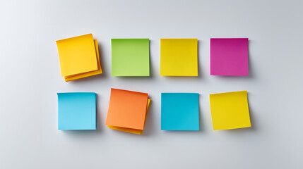 Fototapeta premium Colorful sticky notes arranged for business planning and office organization workflow