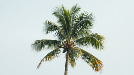 Tropical Palm Tree  Summer Vacation  Paradise Island  Exotic Leaves  Sunny Sky