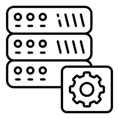 Db rack with gear, icon of server setting