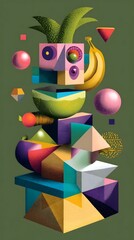 Fototapeta premium Vibrant abstract geometric fruit composition