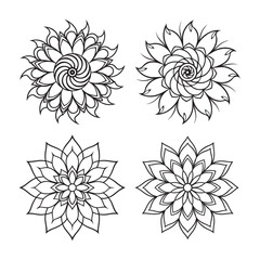 Obraz premium line art of floral,vectorian,mehdi,patern type,nature ,religion,architectural set bundle on the white background