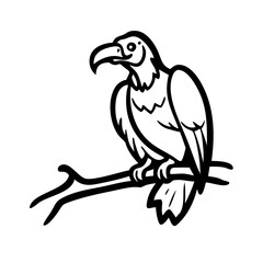 Obraz premium Condor or vulture cartoon character sitting on a Branch 