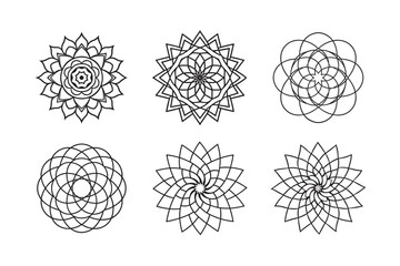 line art of floral,vectorian,mehdi,patern type,nature ,religion,architectural set bundle on the white background