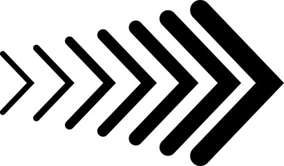 Dynamic moving arrow symbol isolated on transparent background. Speed, acceleration, fast sign vector illustration.