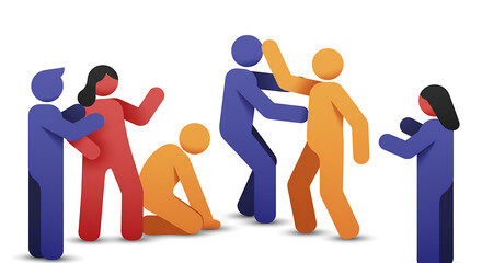 Illustrative representation of interpersonal conflict aggression and struggle