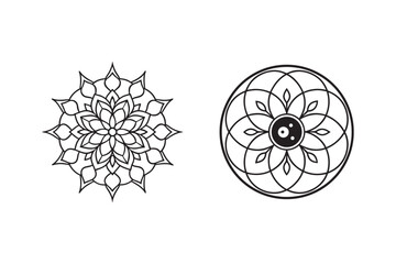 line art of floral,vectorian,mehdi,patern type,nature ,religion,architectural set bundle on the white background