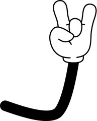 Retro cartoon arm gesture, hand pose

