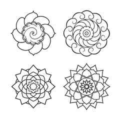 line art of floral,vectorian,mehdi,patern type,nature ,religion,architectural set bundle on the white background