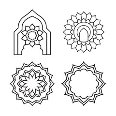 line art of floral,vectorian,mehdi,patern type,nature ,religion,architectural set bundle on the white background