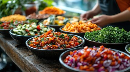 Colorful vegetarian dishes rich in magnesium, vibrant and healthy plant-based meals