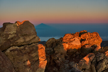 Teide shadow at sunset reaching Gran Canaria