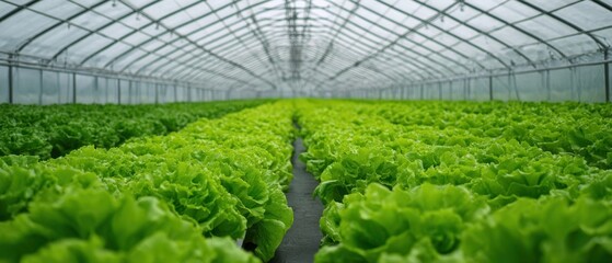 The thriving lettuce growth in a modern greenhouse environment.