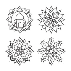 line art of floral,vectorian,mehdi,patern type,nature ,religion,architectural set bundle on the white background