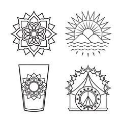 line art of floral,vectorian,mehdi,patern type,nature ,religion,architectural set bundle on the white background