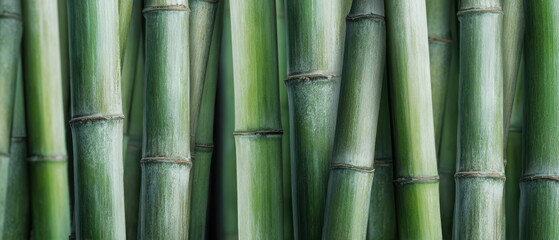 The vibrant green bamboo stalks creating a serene natural backdrop.