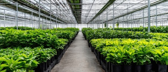The lush greenhouse filled with vibrant greenery and thriving plants.