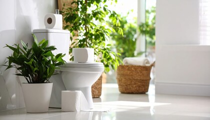 Modern Bathroom Interior With Plants