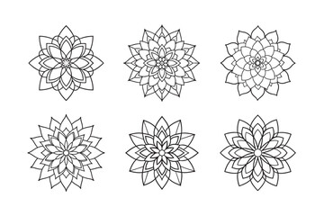 line art of floral,vectorian,mehdi,patern type,nature ,religion,architectural set bundle on the white background