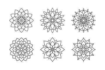 line art of floral,vectorian,mehdi,patern type,nature ,religion,architectural set bundle on the white background