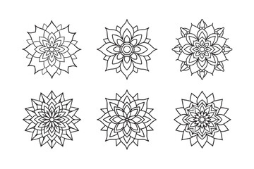 line art of floral,vectorian,mehdi,patern type,nature ,religion,architectural set bundle on the white background