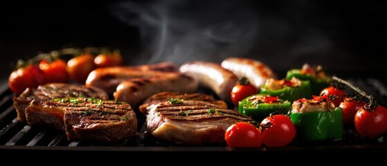 The sizzling meat and vegetables grilled to perfection with aromatic smoke.