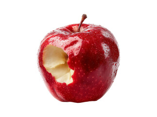 Red apple with a bite taken out isolated on black background, Isolated On White, Png, Transparent Background