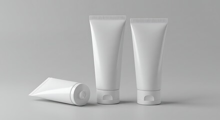 Blank White Cosmetic Tubes Mockup Packaging Design Template