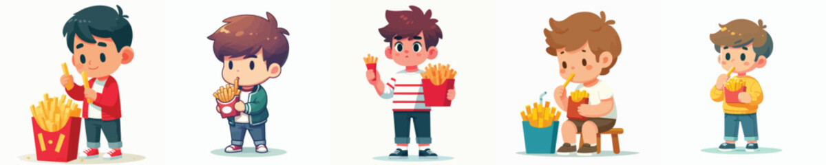 vector boy eating french fries